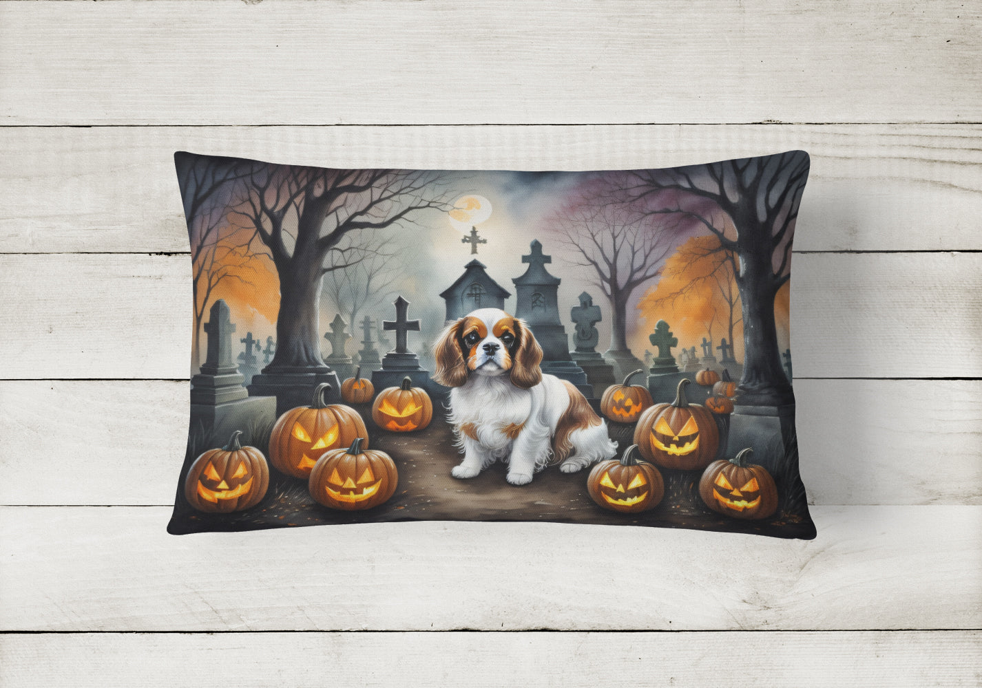 Buy this Cavalier Spaniel Spooky Halloween Fabric Decorative Pillow