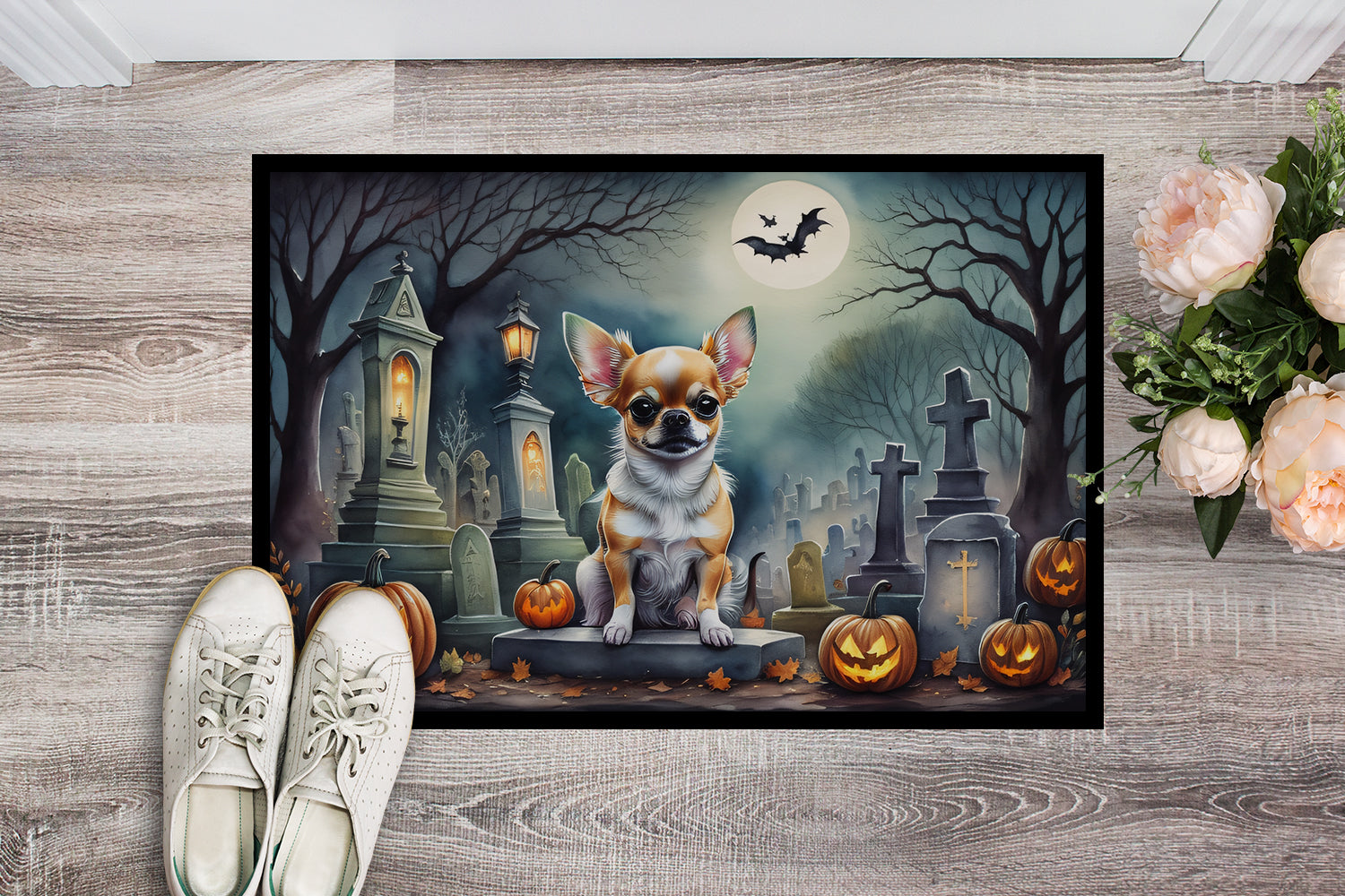 Chihuahua Spooky Halloween Doormat 18x27