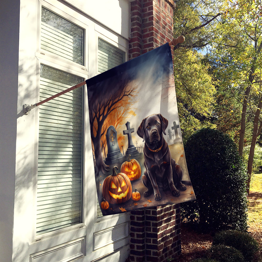Chocolate Labrador Retriever Spooky Halloween House Flag