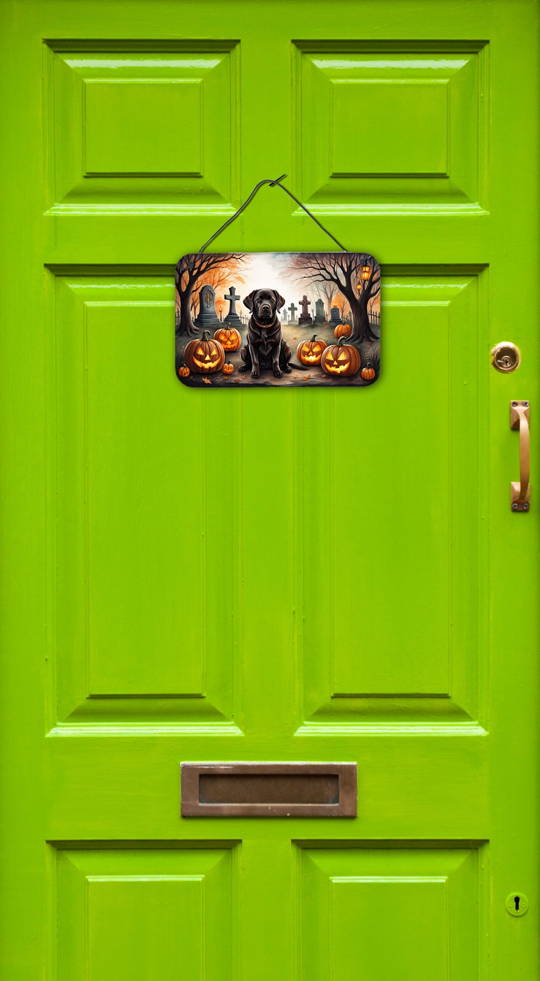 Chocolate Labrador Retriever Spooky Halloween Wall or Door Hanging Prints
