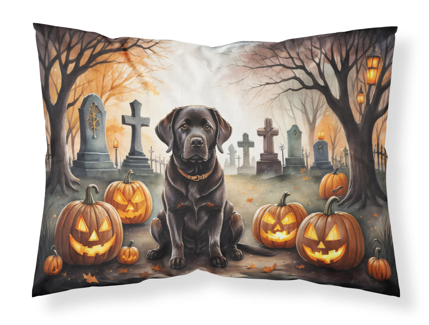 Buy this Chocolate Labrador Retriever Spooky Halloween Fabric Standard Pillowcase