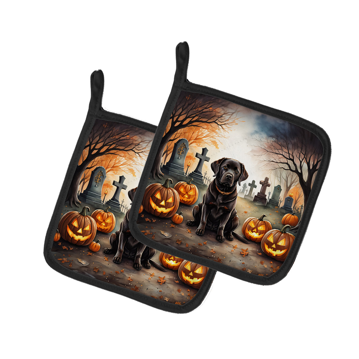 Buy this Chocolate Labrador Retriever Spooky Halloween Pair of Pot Holders