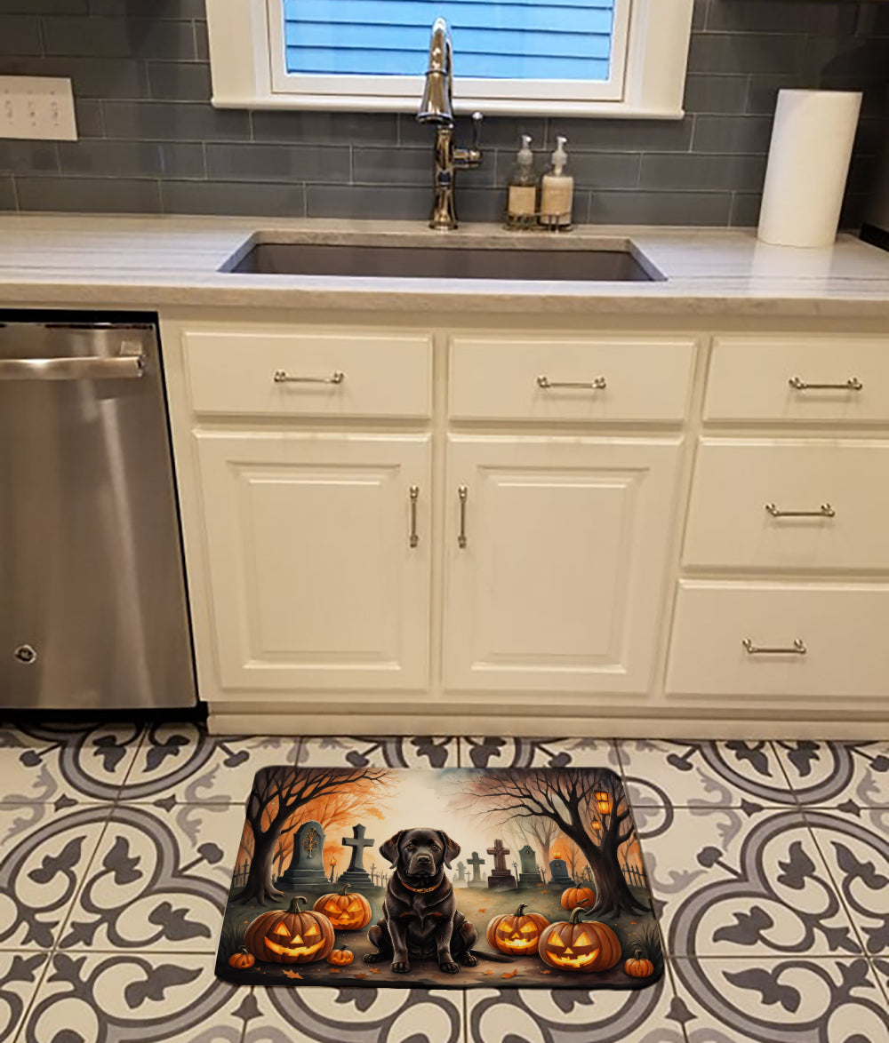 Chocolate Labrador Retriever Spooky Halloween Memory Foam Kitchen Mat