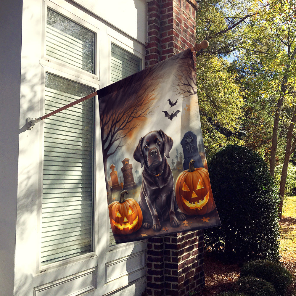Chocolate Labrador Retriever Spooky Halloween House Flag