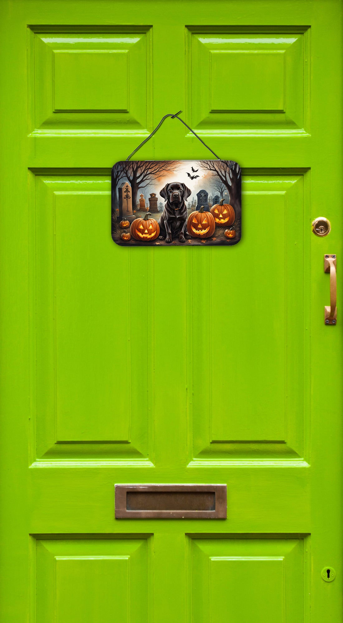 Chocolate Labrador Retriever Spooky Halloween Wall or Door Hanging Prints