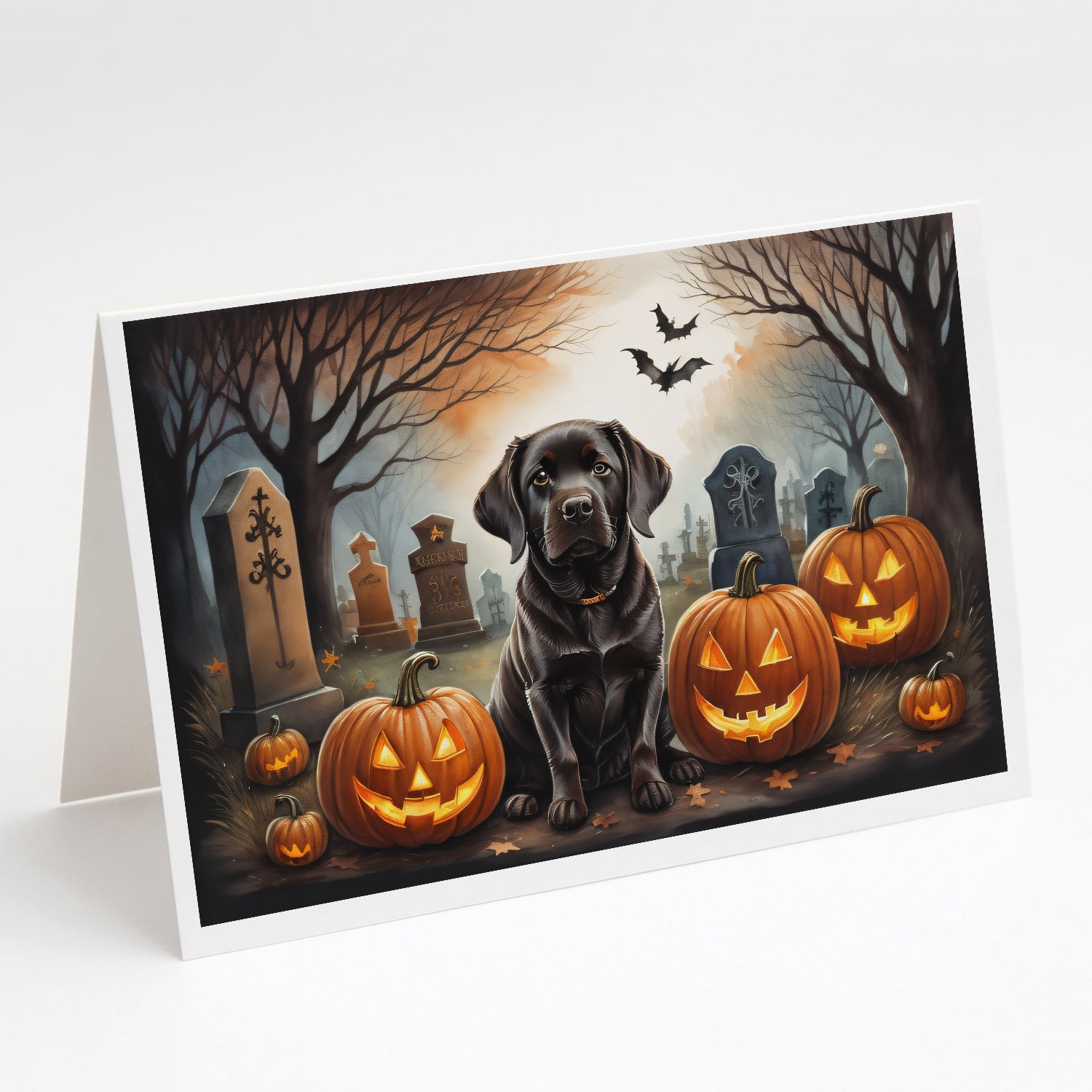 Buy this Chocolate Labrador Retriever Spooky Halloween Greeting Cards and Envelopes Pack of 8