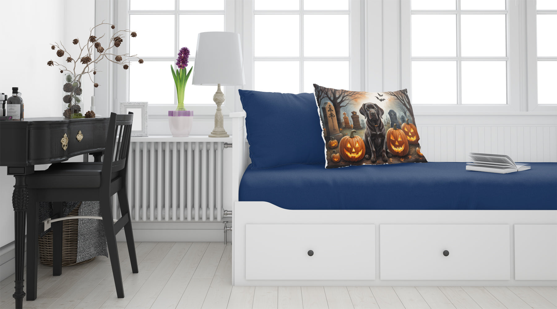 Chocolate Labrador Retriever Spooky Halloween Fabric Standard Pillowcase