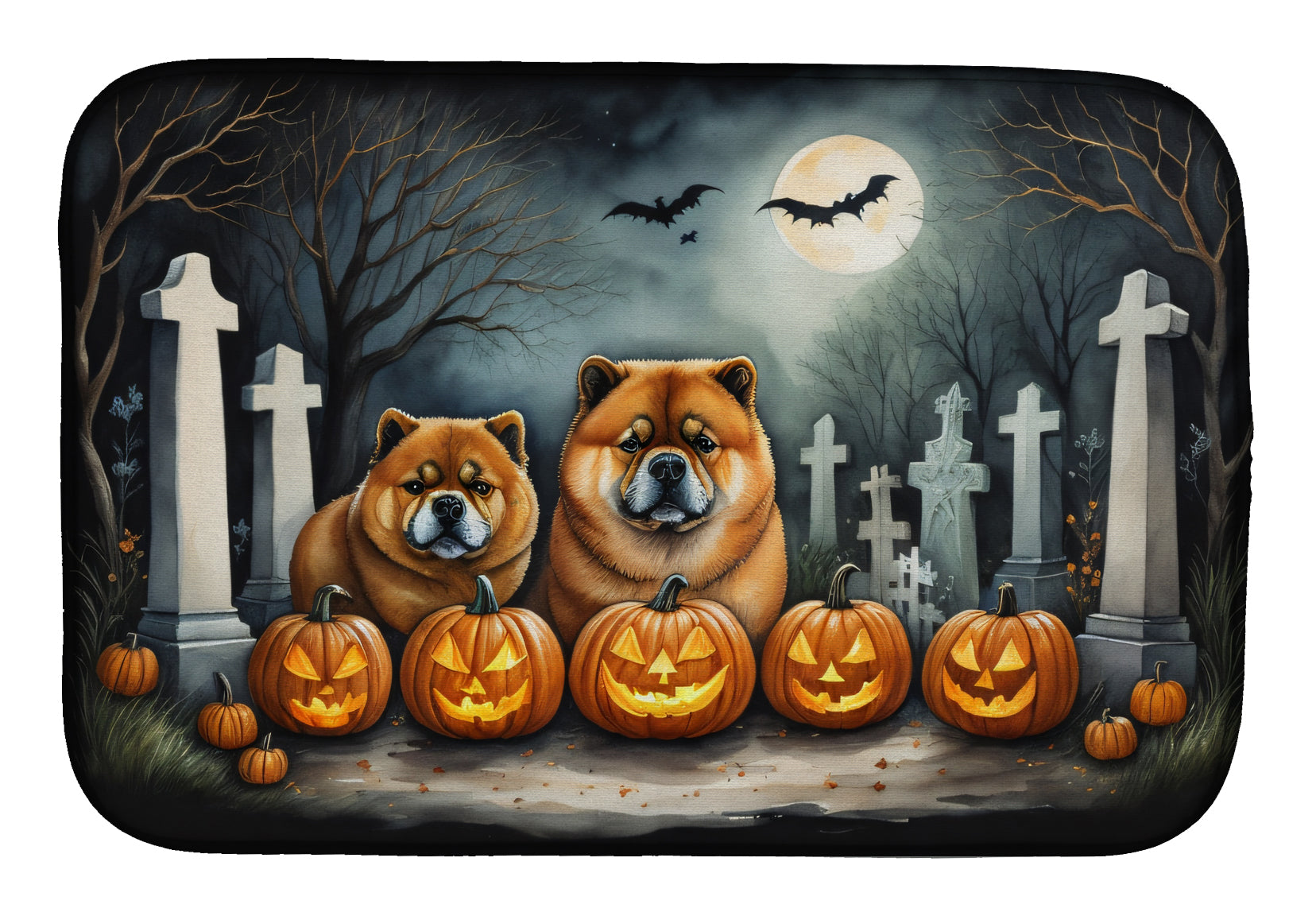 Buy this Chow Chow Spooky Halloween Dish Drying Mat