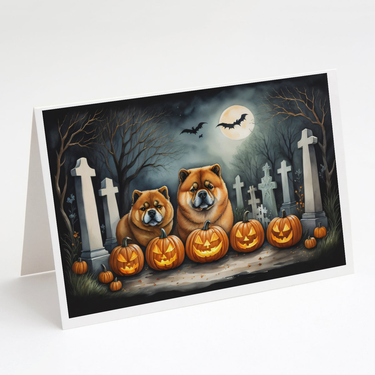 Buy this Chow Chow Spooky Halloween Greeting Cards and Envelopes Pack of 8