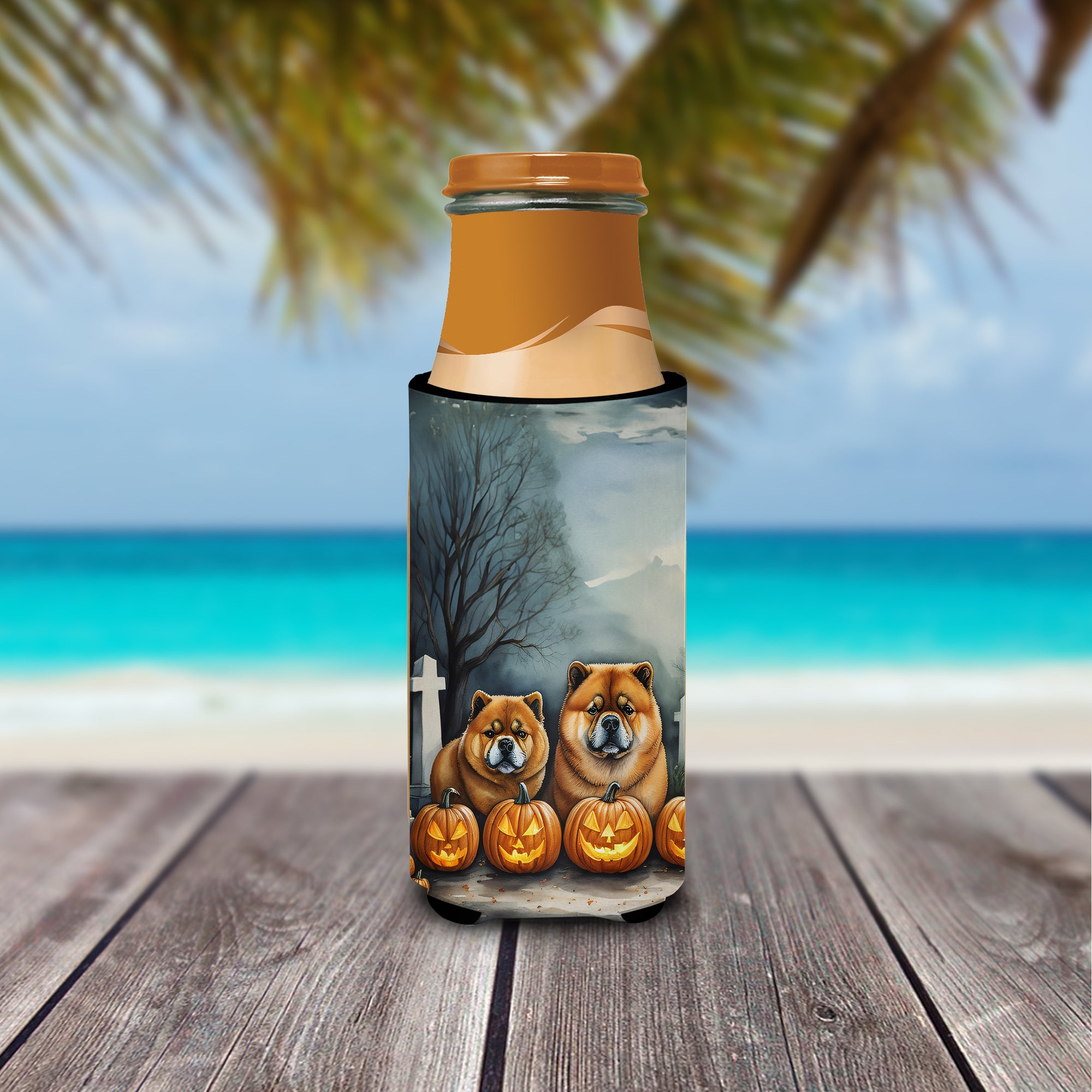 Chow Chow Spooky Halloween Hugger for Ultra Slim Cans