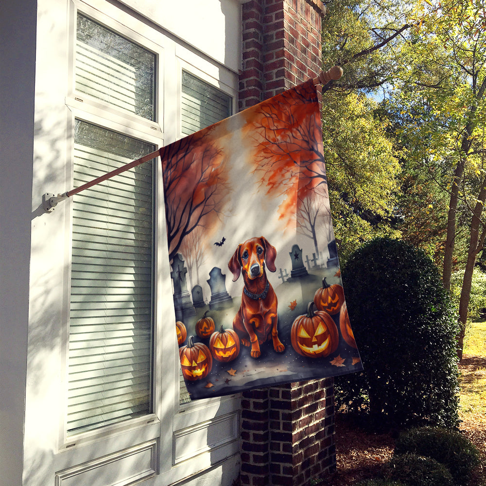 Dachshund Spooky Halloween House Flag