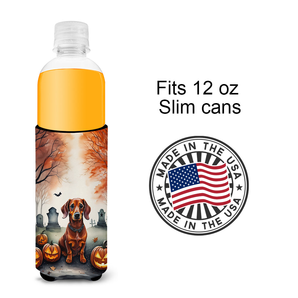 Dachshund Spooky Halloween Hugger for Ultra Slim Cans