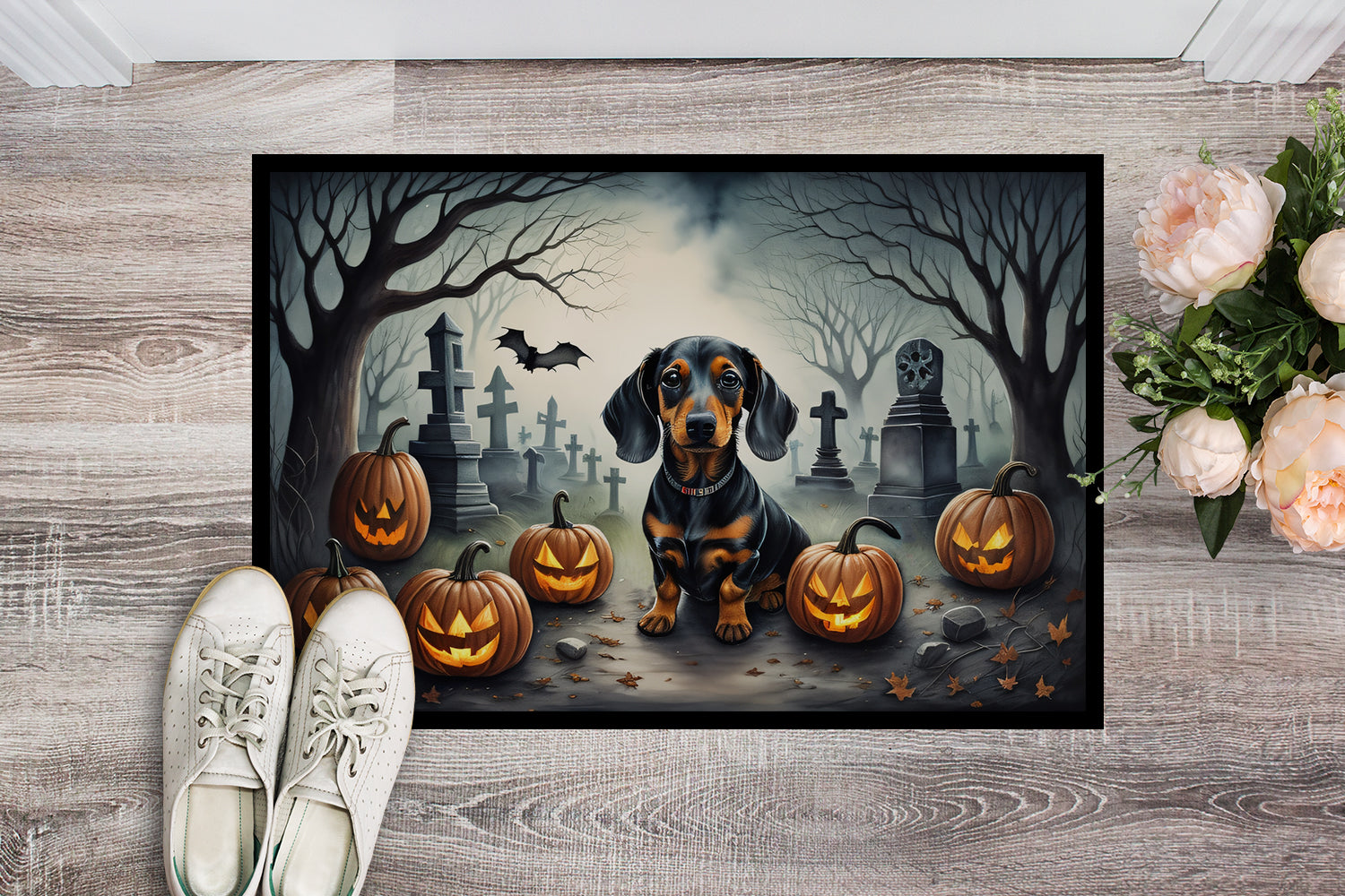 Dachshund Spooky Halloween Indoor or Outdoor Mat 24x36