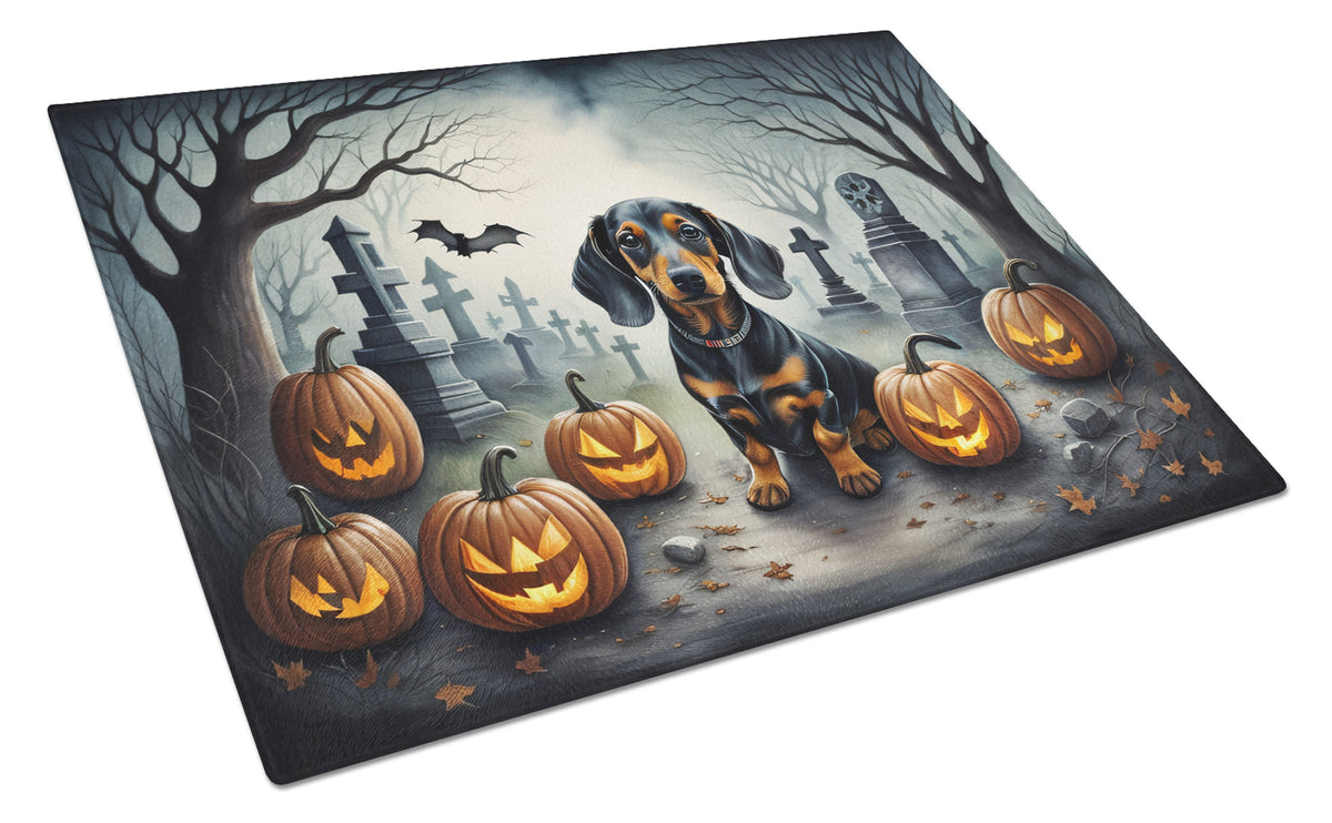 Buy this Dachshund Spooky Halloween Glass Cutting Board Large