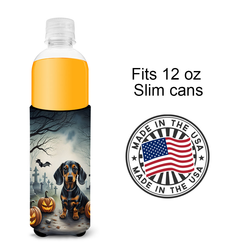 Dachshund Spooky Halloween Hugger for Ultra Slim Cans