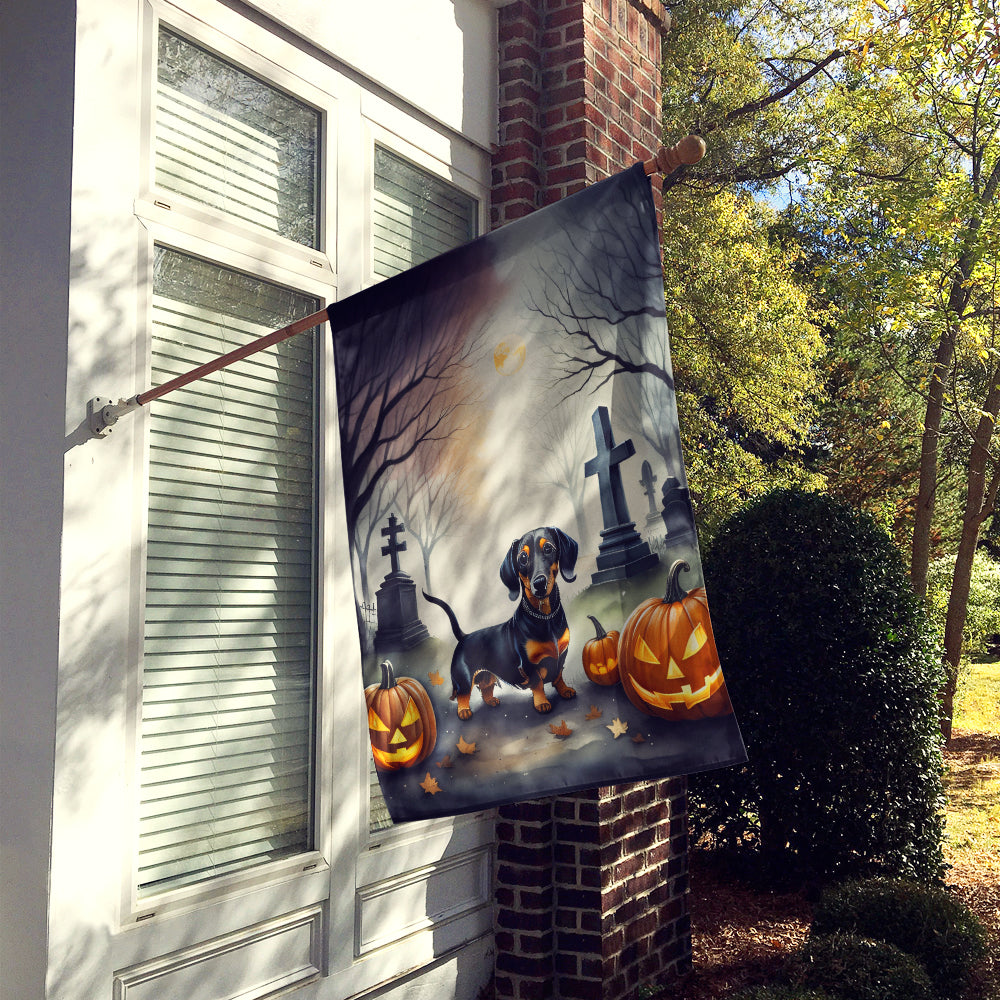 Dachshund Spooky Halloween House Flag