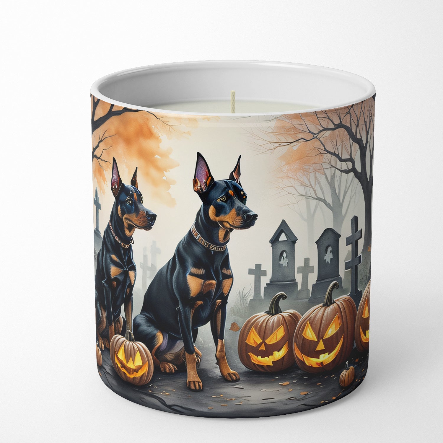 Doberman Pinscher Spooky Halloween Decorative Soy Candle