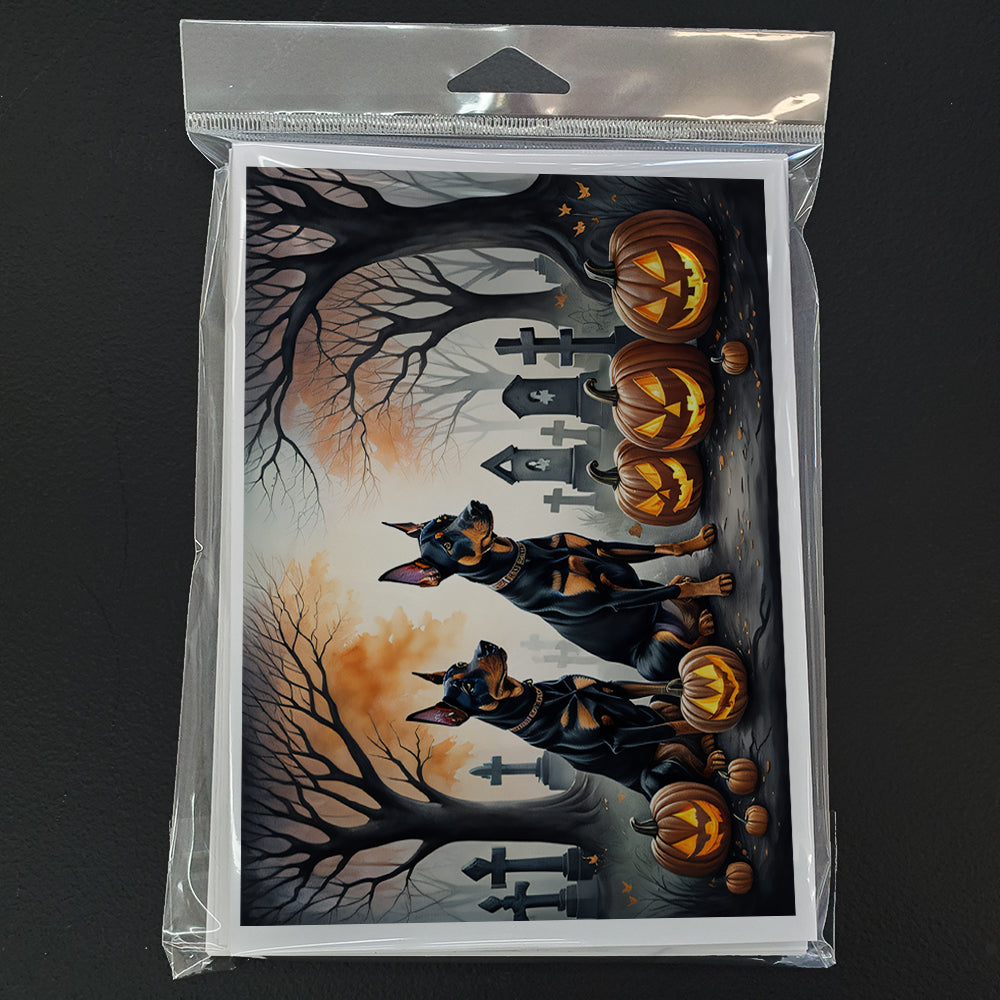 Doberman Pinscher Spooky Halloween Greeting Cards and Envelopes Pack of 8