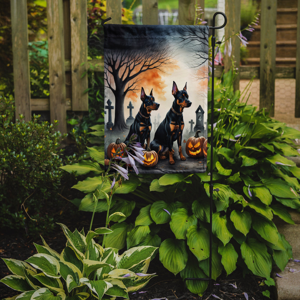 Caroline's Treasures Doberman Pinscher Spooky Halloween Garden Flag – Dog in Cemetery Scene
