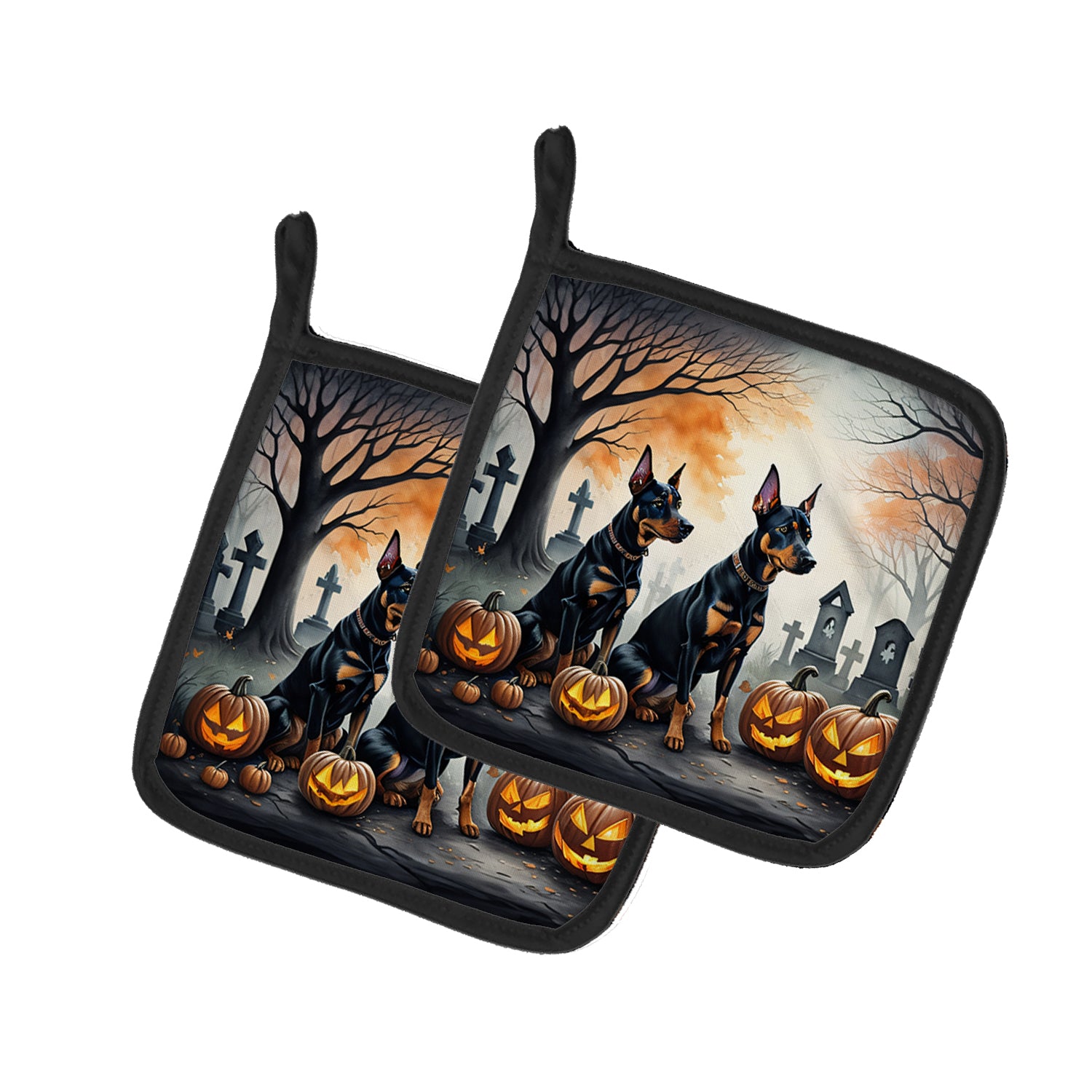 Buy this Doberman Pinscher Spooky Halloween Pair of Pot Holders
