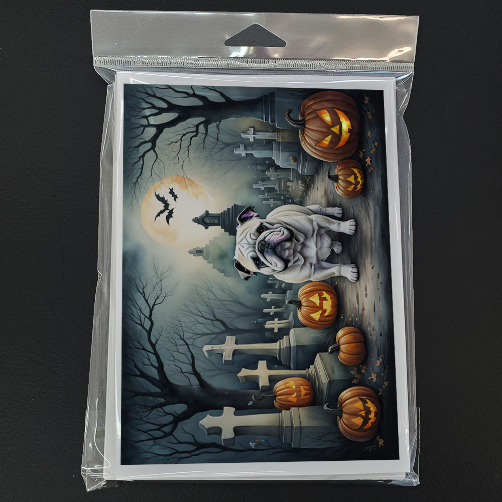 English Bulldog Spooky Halloween Greeting Cards and Envelopes Pack of 8