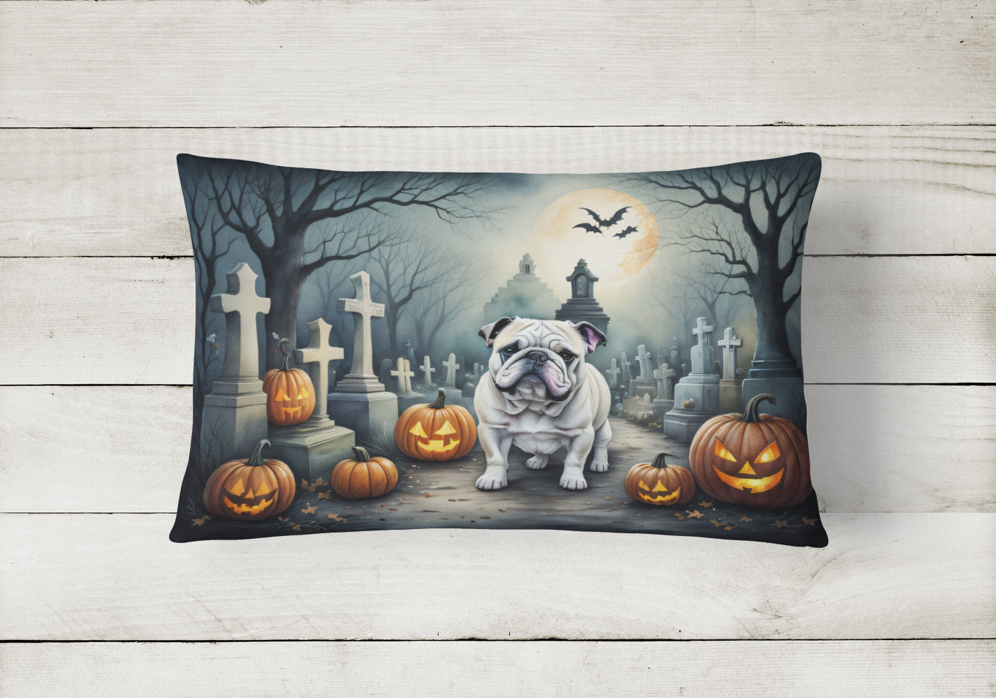 Buy this English Bulldog Spooky Halloween Fabric Decorative Pillow