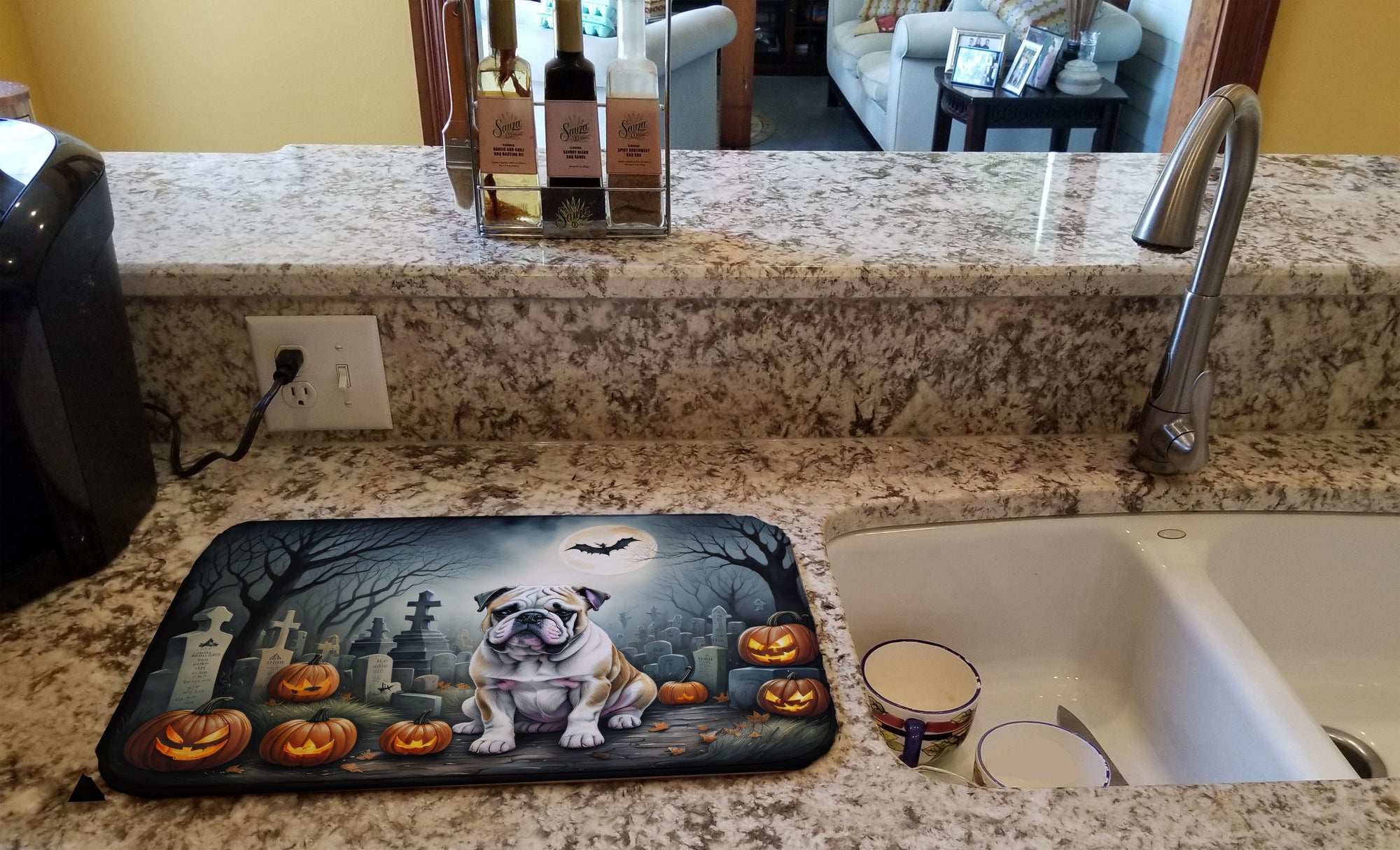 Buy this English Bulldog Spooky Halloween Dish Drying Mat