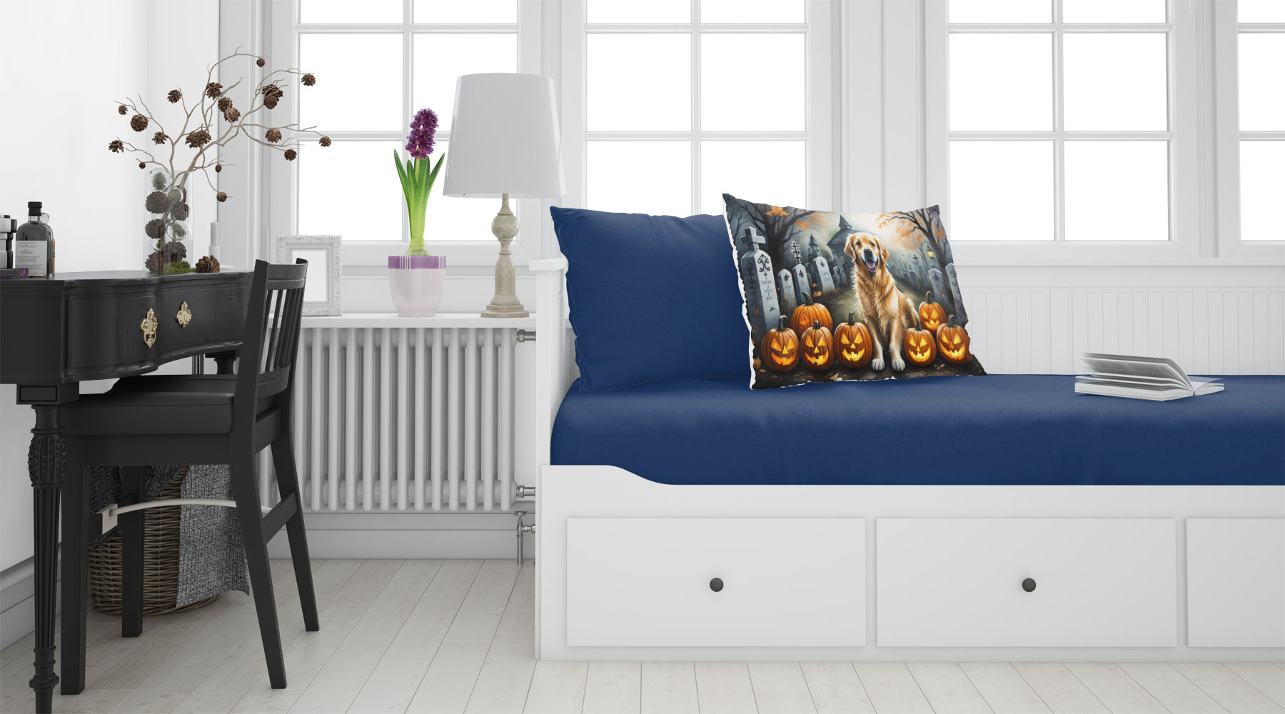 Golden Retriever Spooky Halloween Fabric Standard Pillowcase