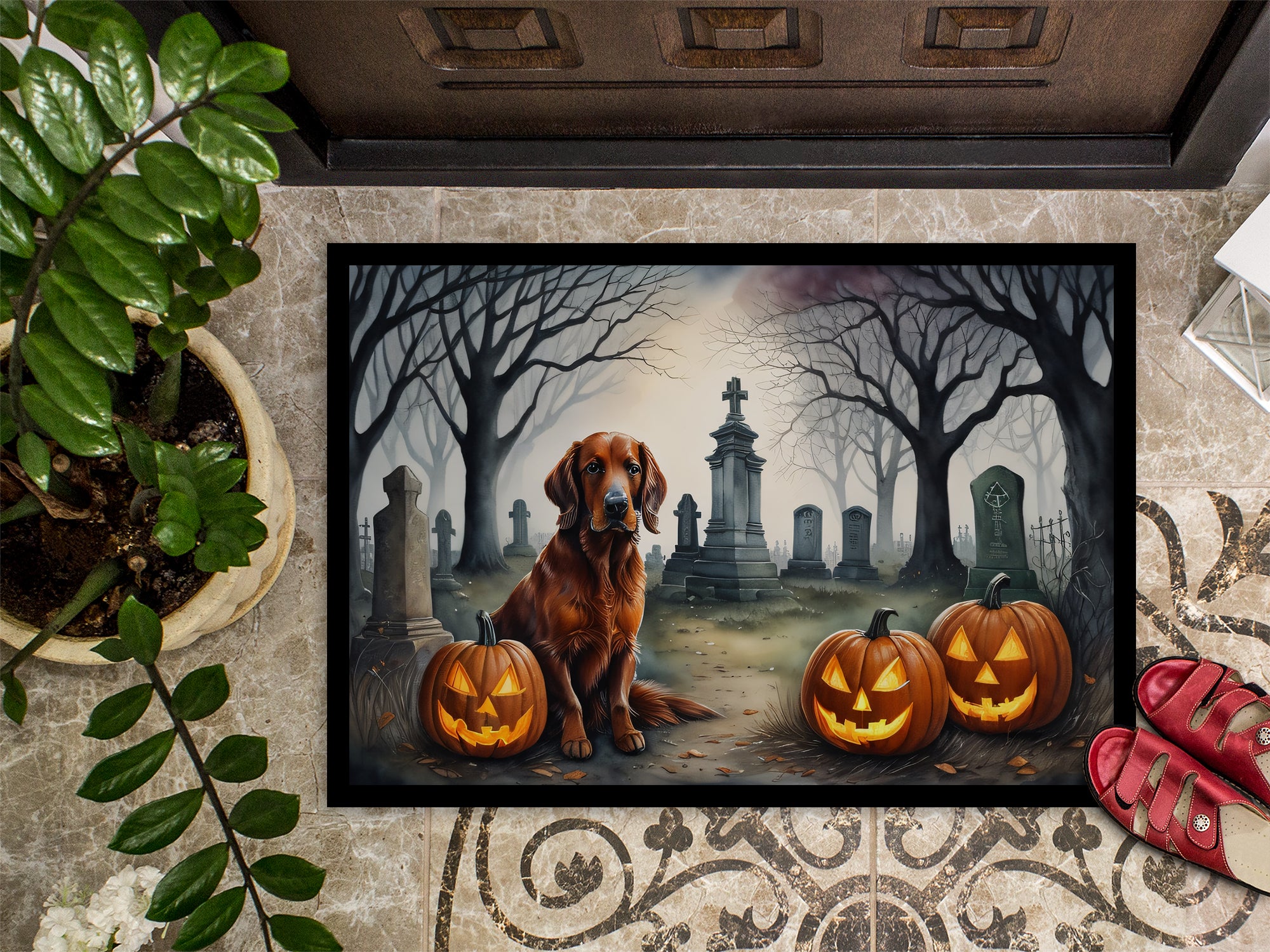 Irish Setter Spooky Halloween Doormat 18x27