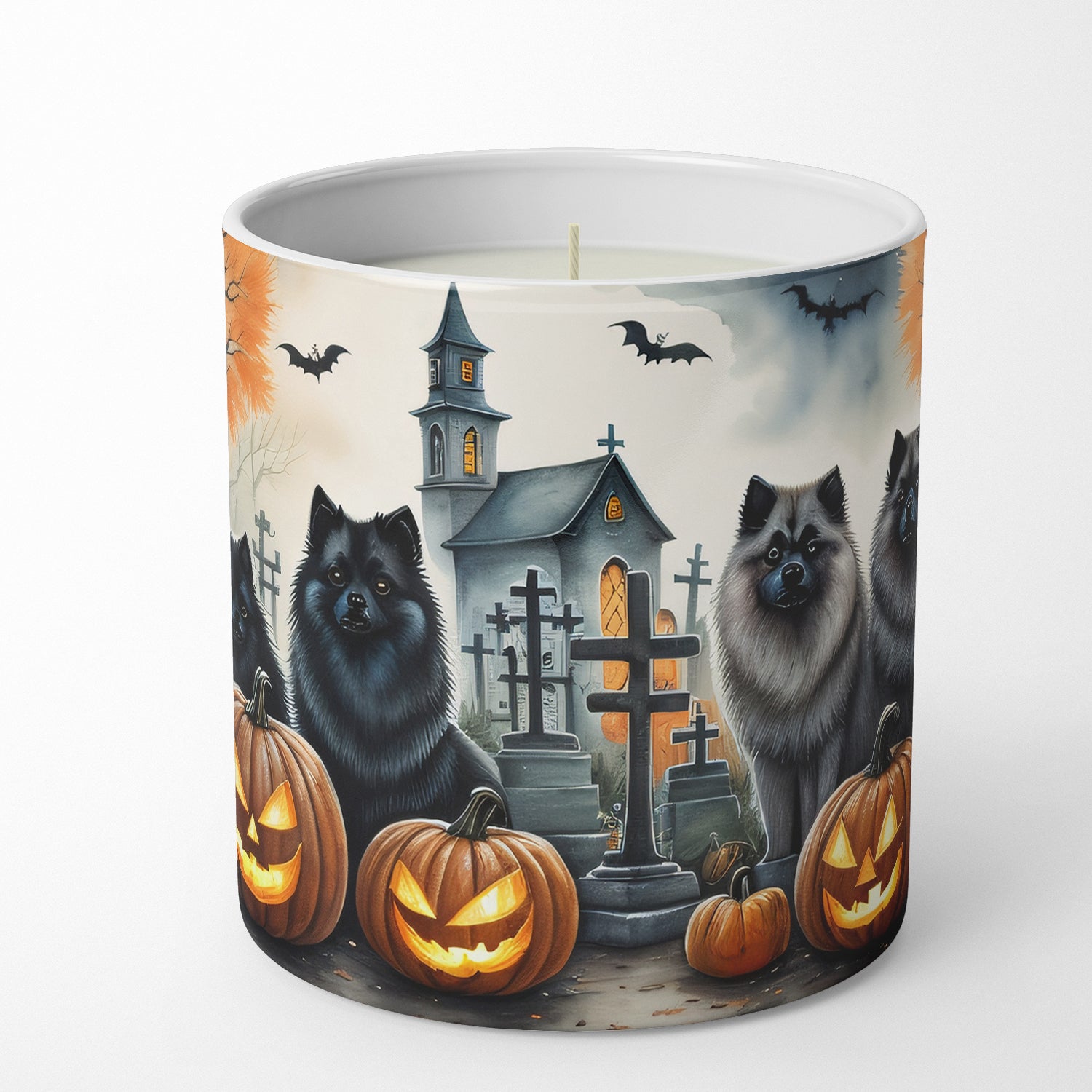Keeshond Spooky Halloween Decorative Soy Candle