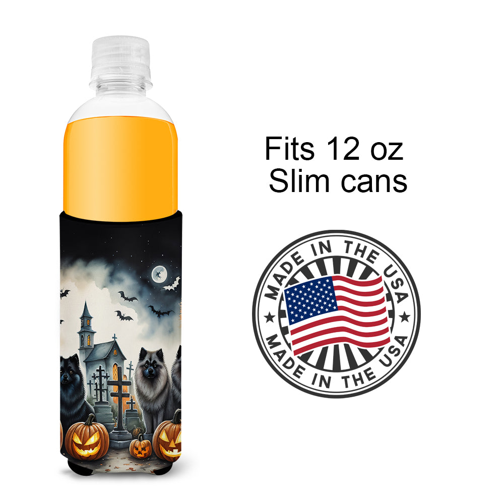 Keeshond Spooky Halloween Hugger for Ultra Slim Cans