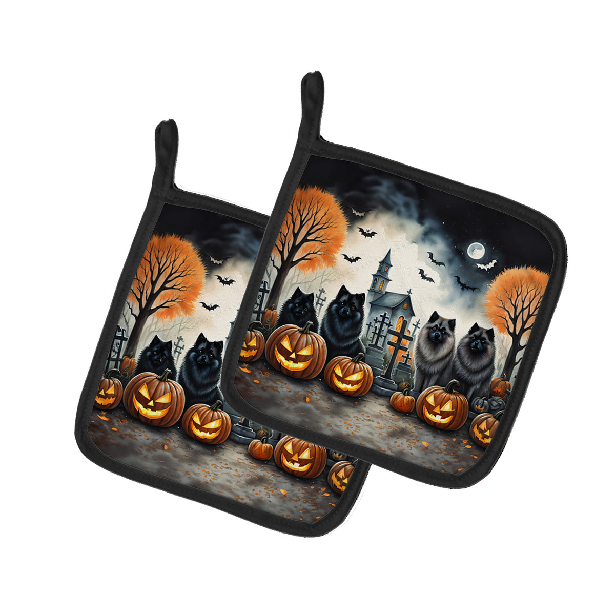Buy this Keeshond Spooky Halloween Pair of Pot Holders