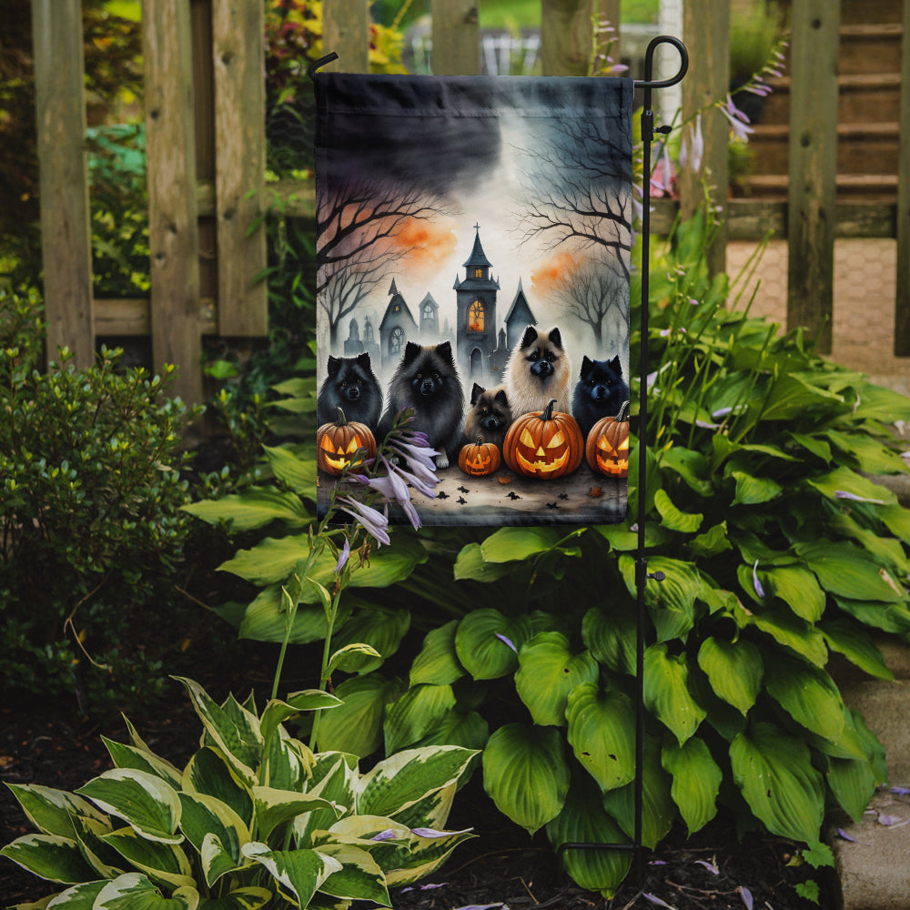 Keeshond Spooky Halloween Garden Flag