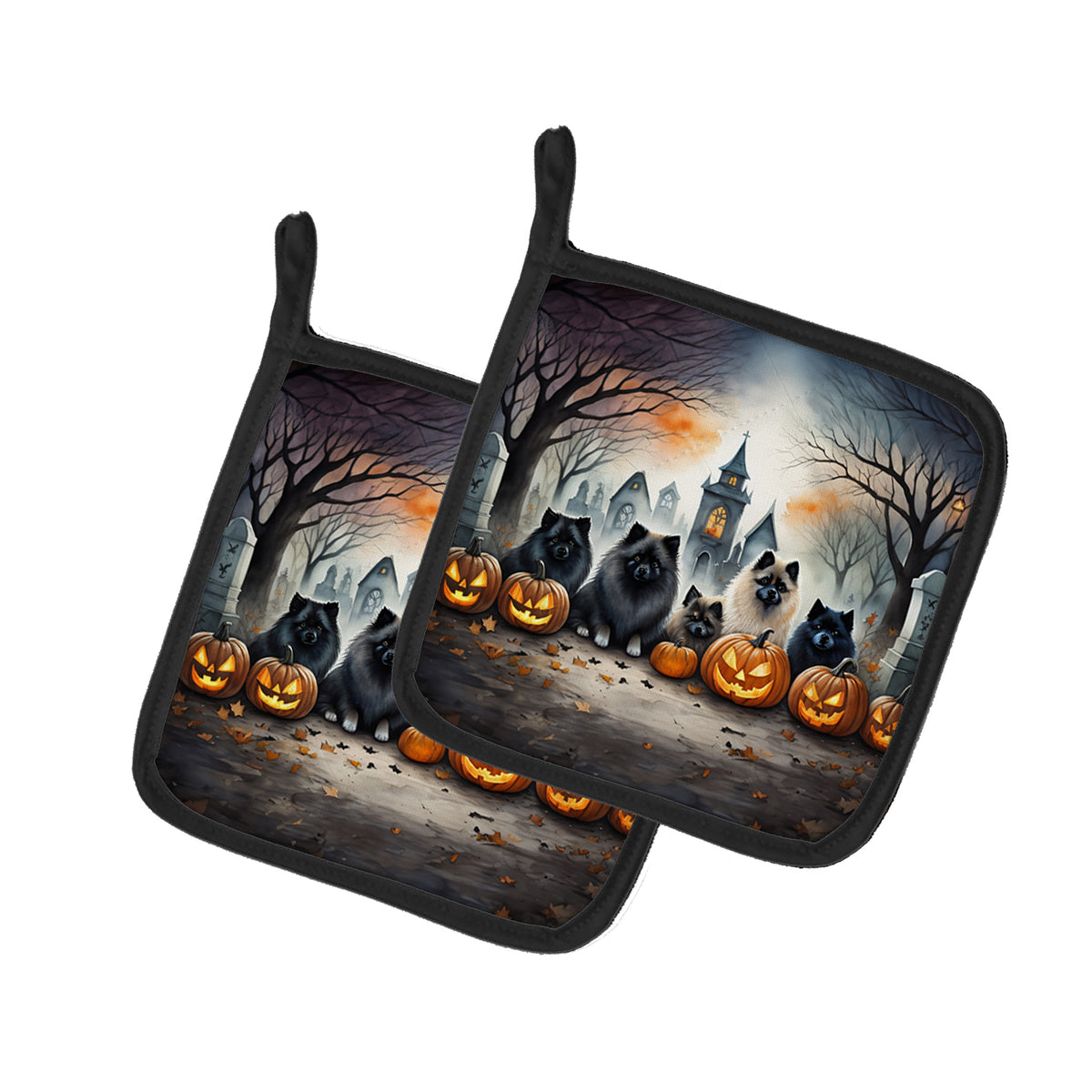 Buy this Keeshond Spooky Halloween Pair of Pot Holders