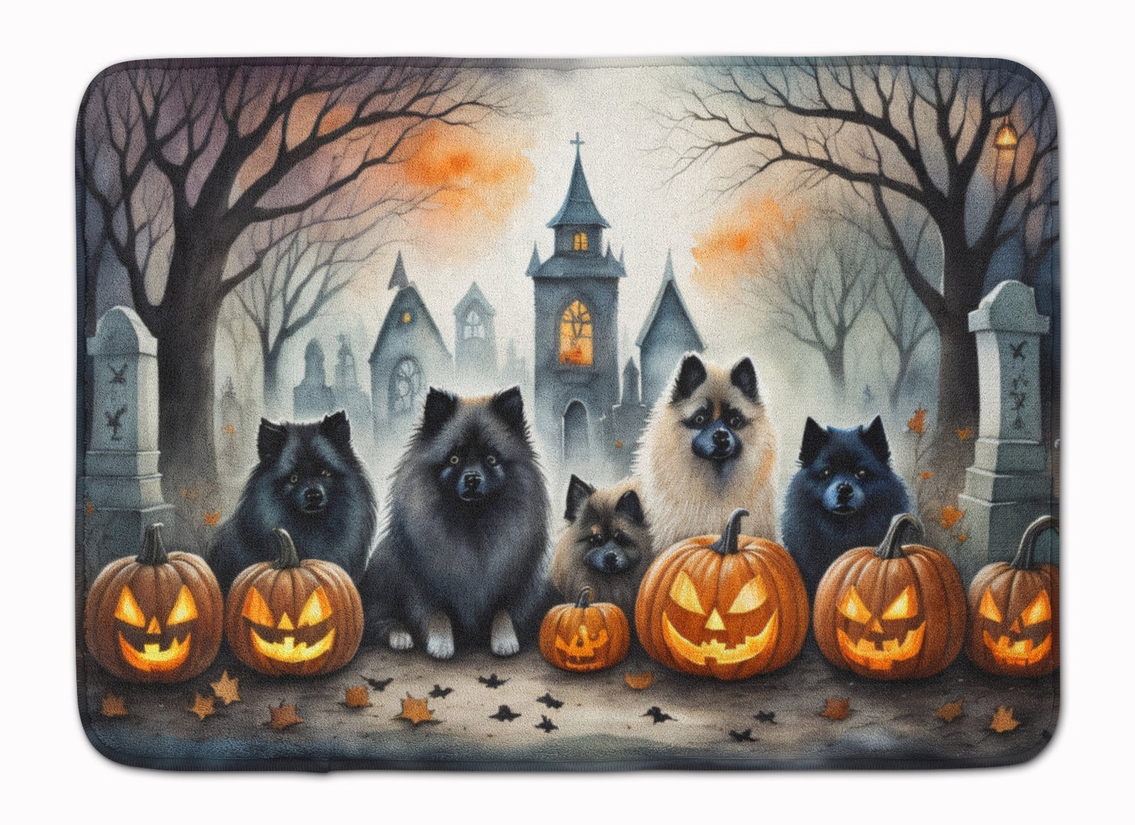 Buy this Keeshond Spooky Halloween Memory Foam Kitchen Mat