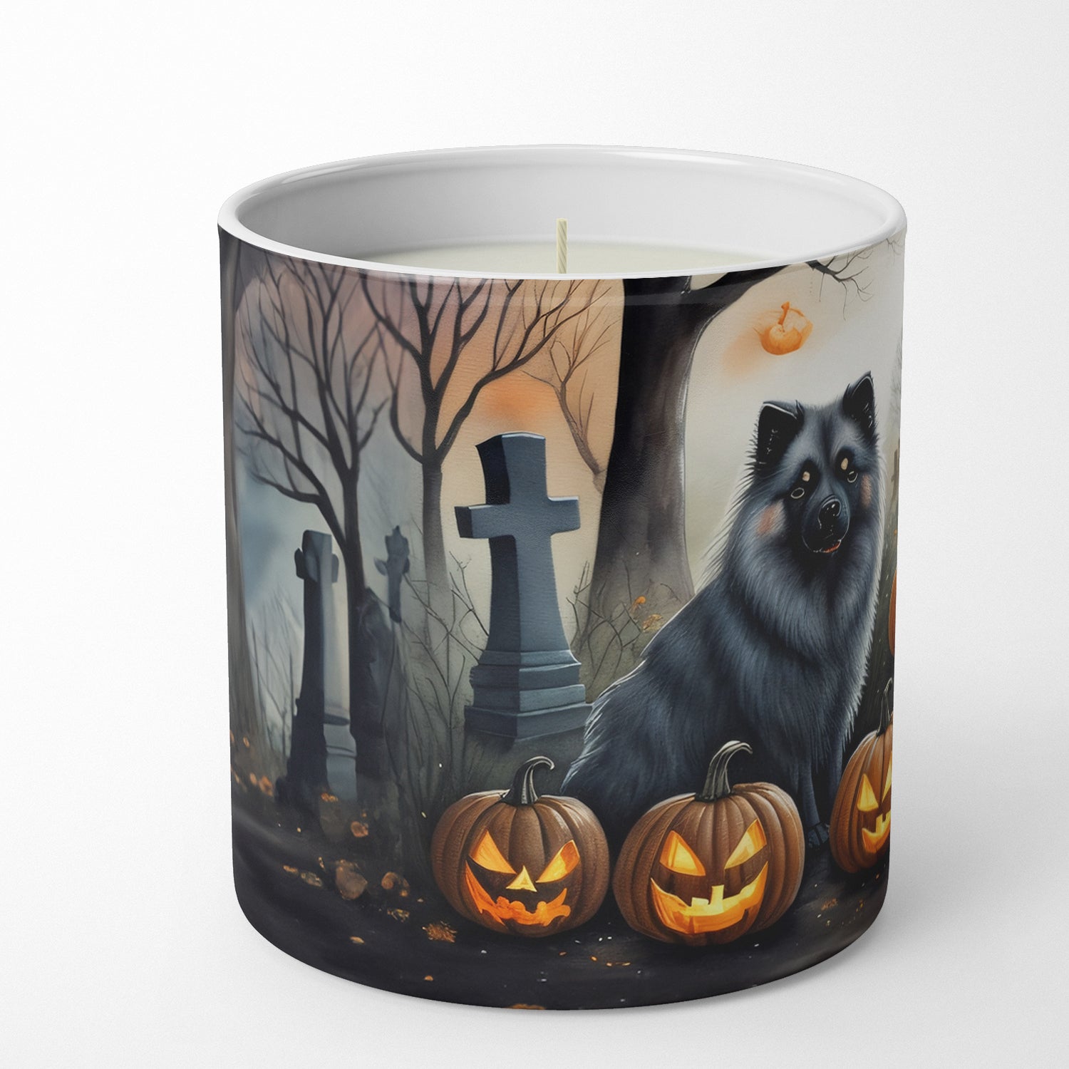 Keeshond Spooky Halloween Decorative Soy Candle