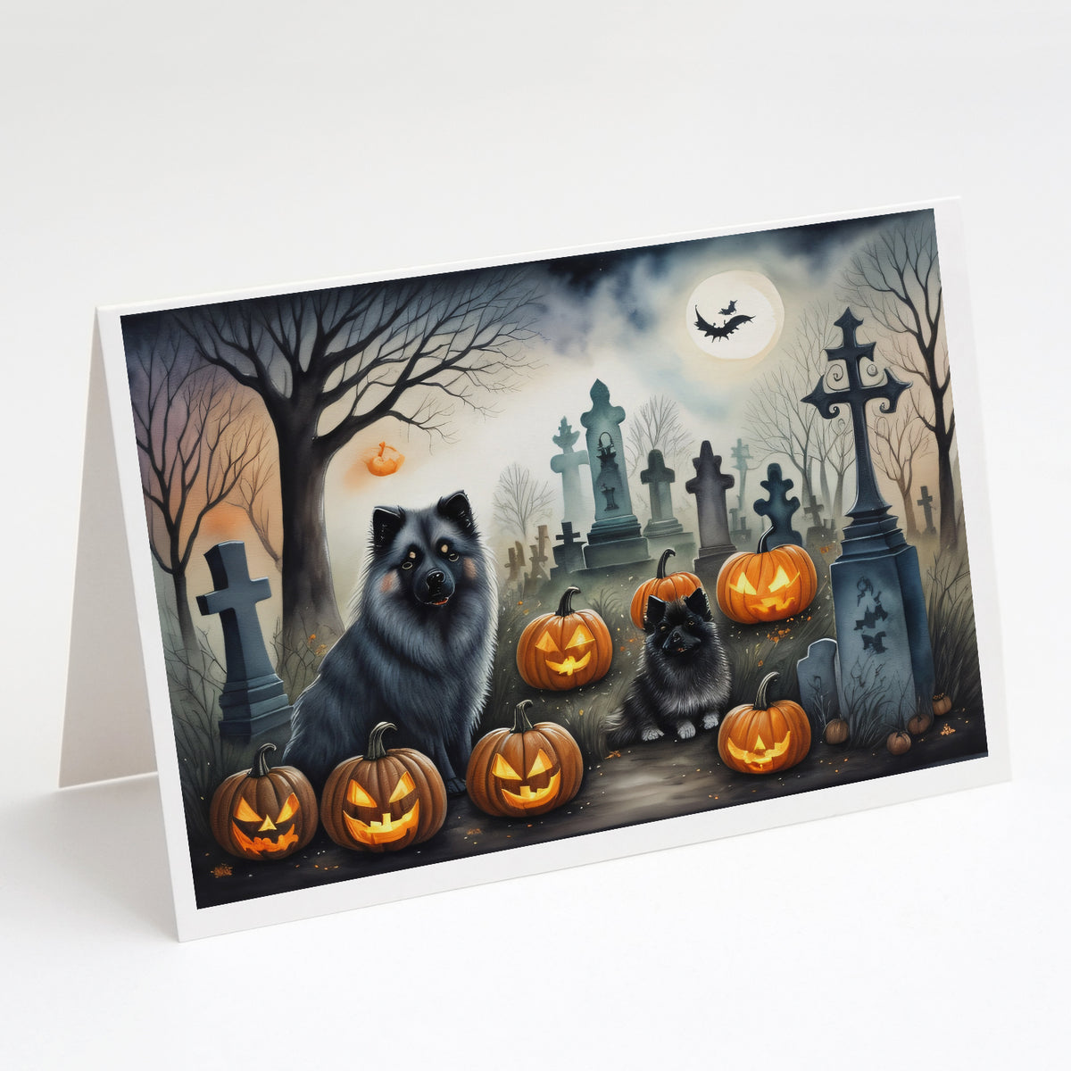 Buy this Keeshond Spooky Halloween Greeting Cards and Envelopes Pack of 8