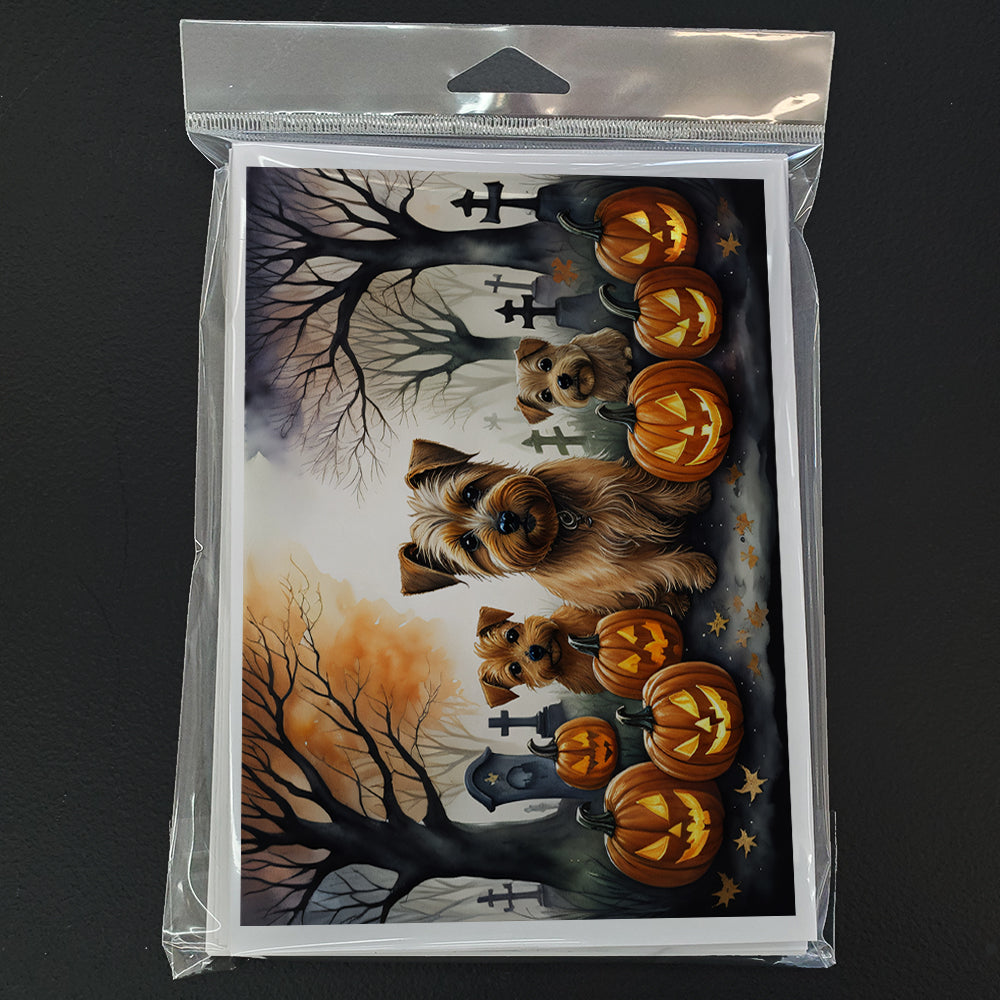 Norfolk Terrier Spooky Halloween Greeting Cards and Envelopes Pack of 8