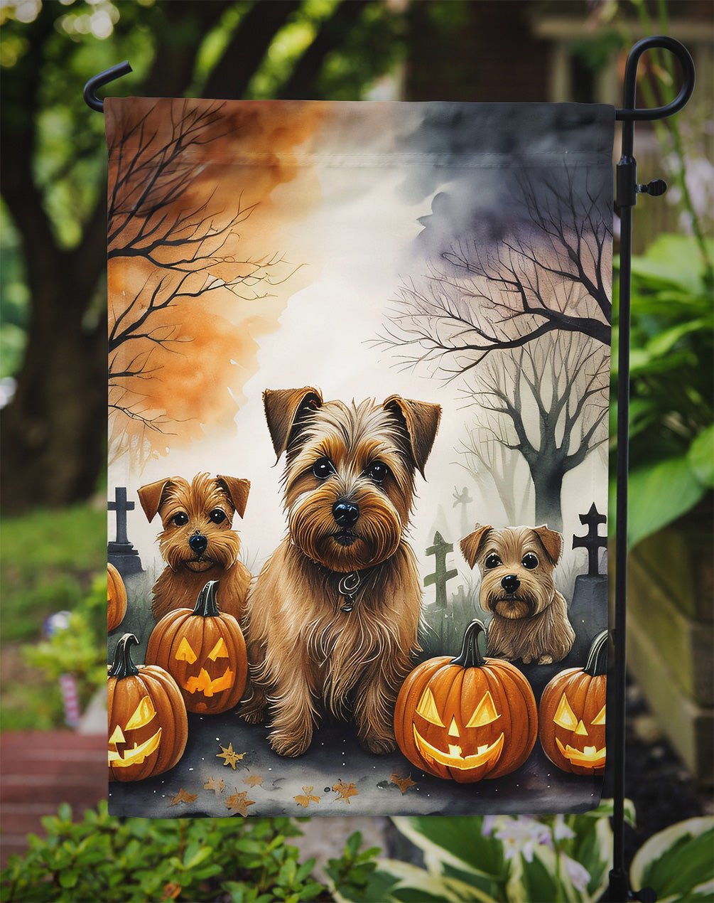 Norfolk Terrier Spooky Halloween Garden Flag