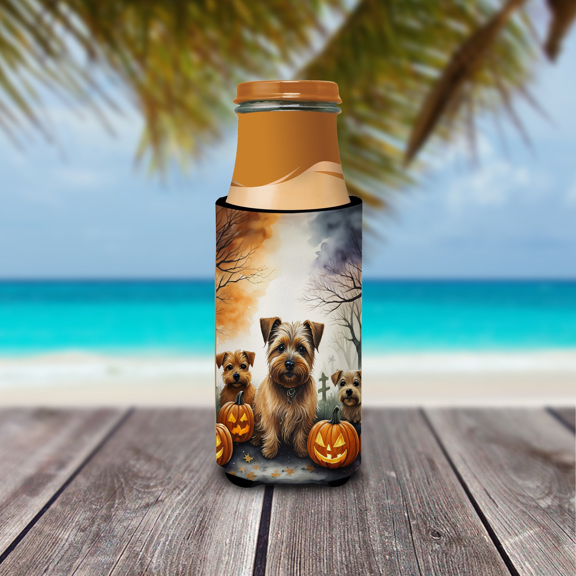 Norfolk Terrier Spooky Halloween Hugger for Ultra Slim Cans