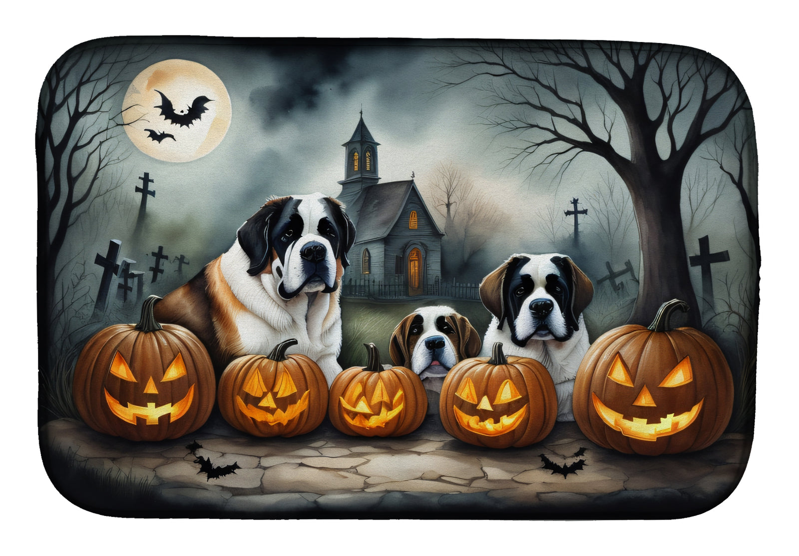 Buy this Saint Bernard Spooky Halloween Dish Drying Mat