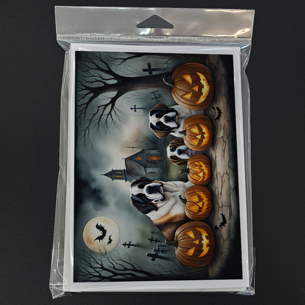 Saint Bernard Spooky Halloween Greeting Cards and Envelopes Pack of 8