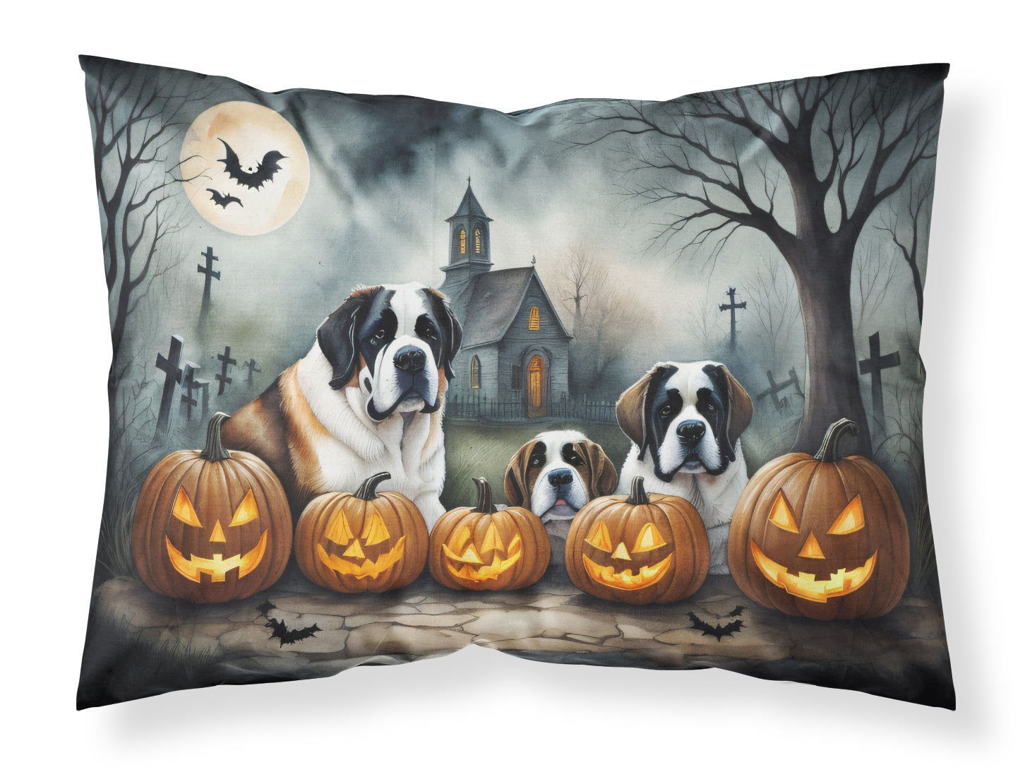 Buy this Saint Bernard Spooky Halloween Fabric Standard Pillowcase