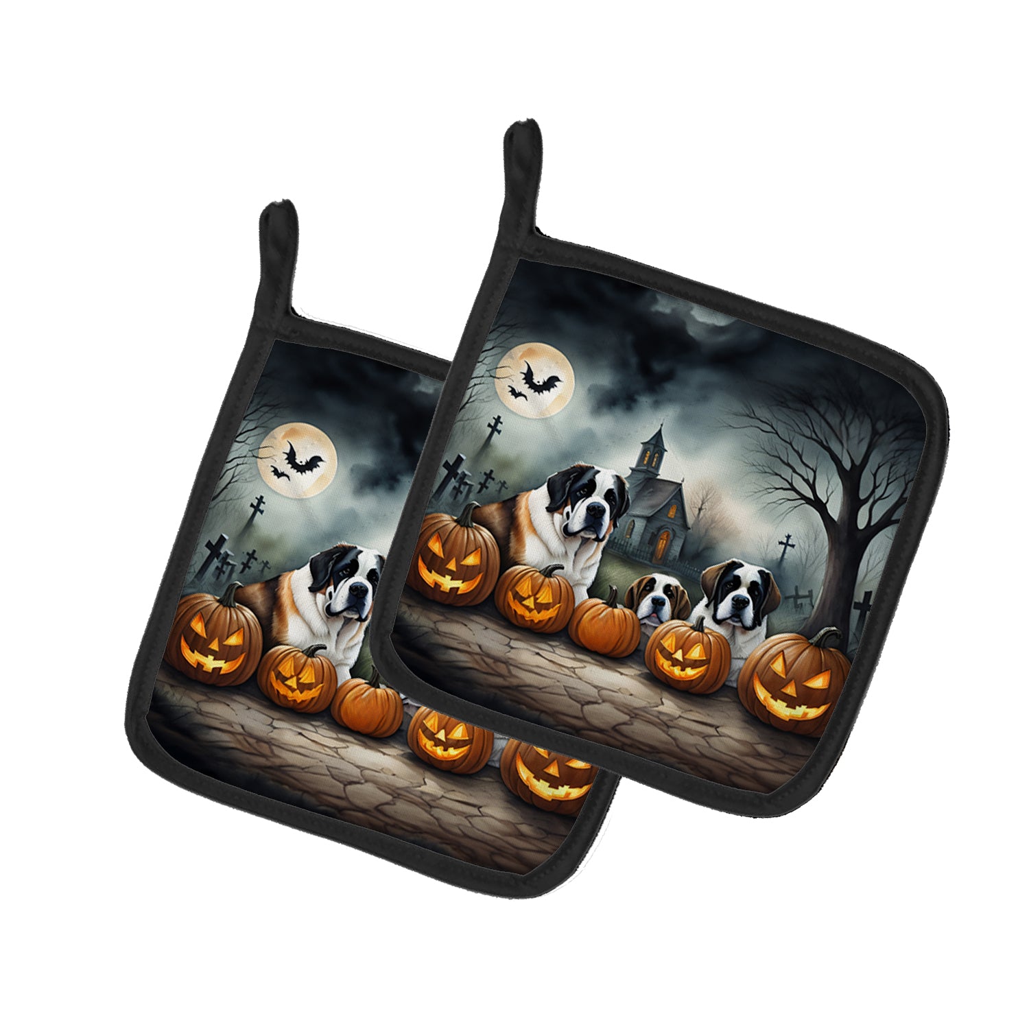 Buy this Saint Bernard Spooky Halloween Pair of Pot Holders