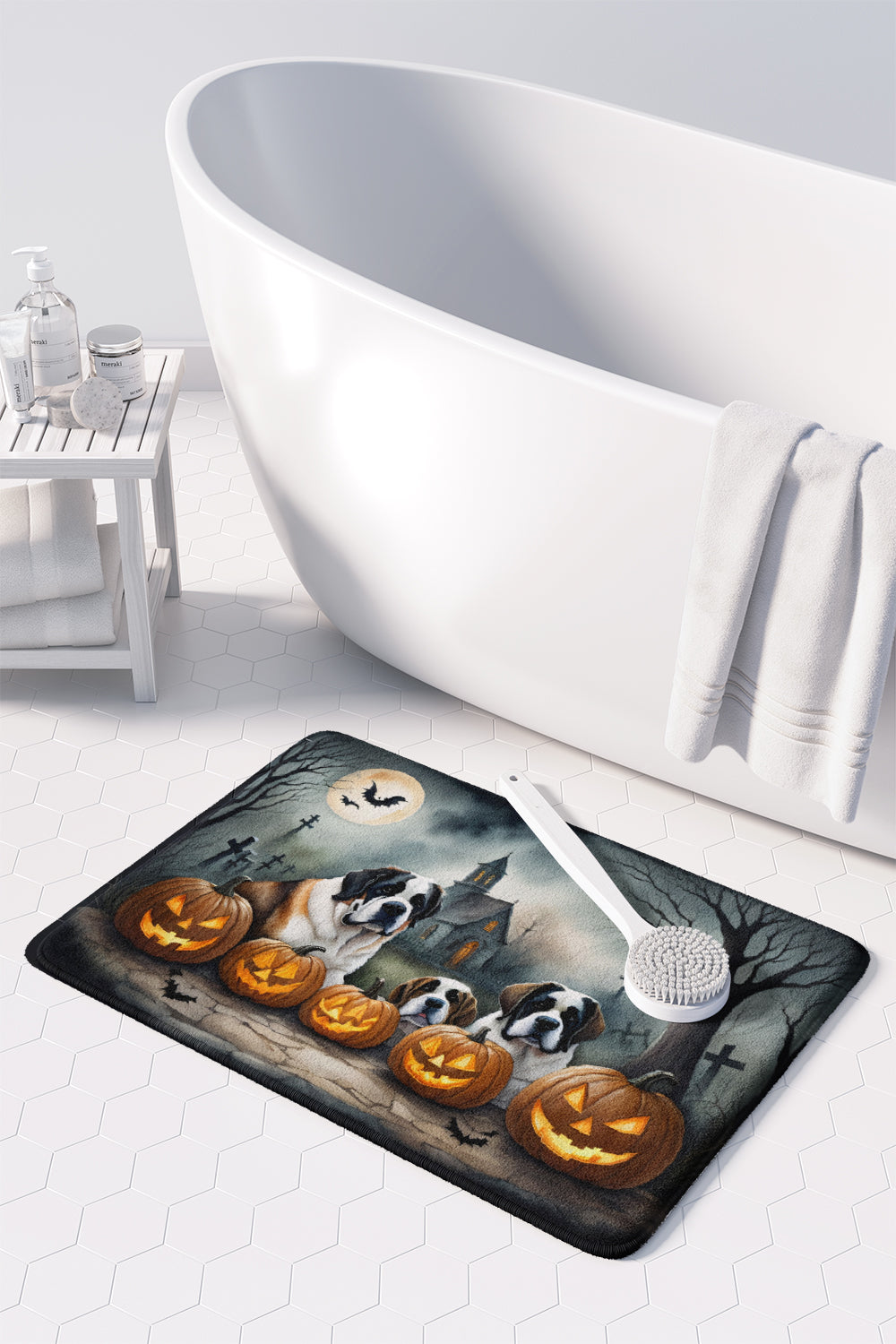 Saint Bernard Spooky Halloween Memory Foam Kitchen Mat
