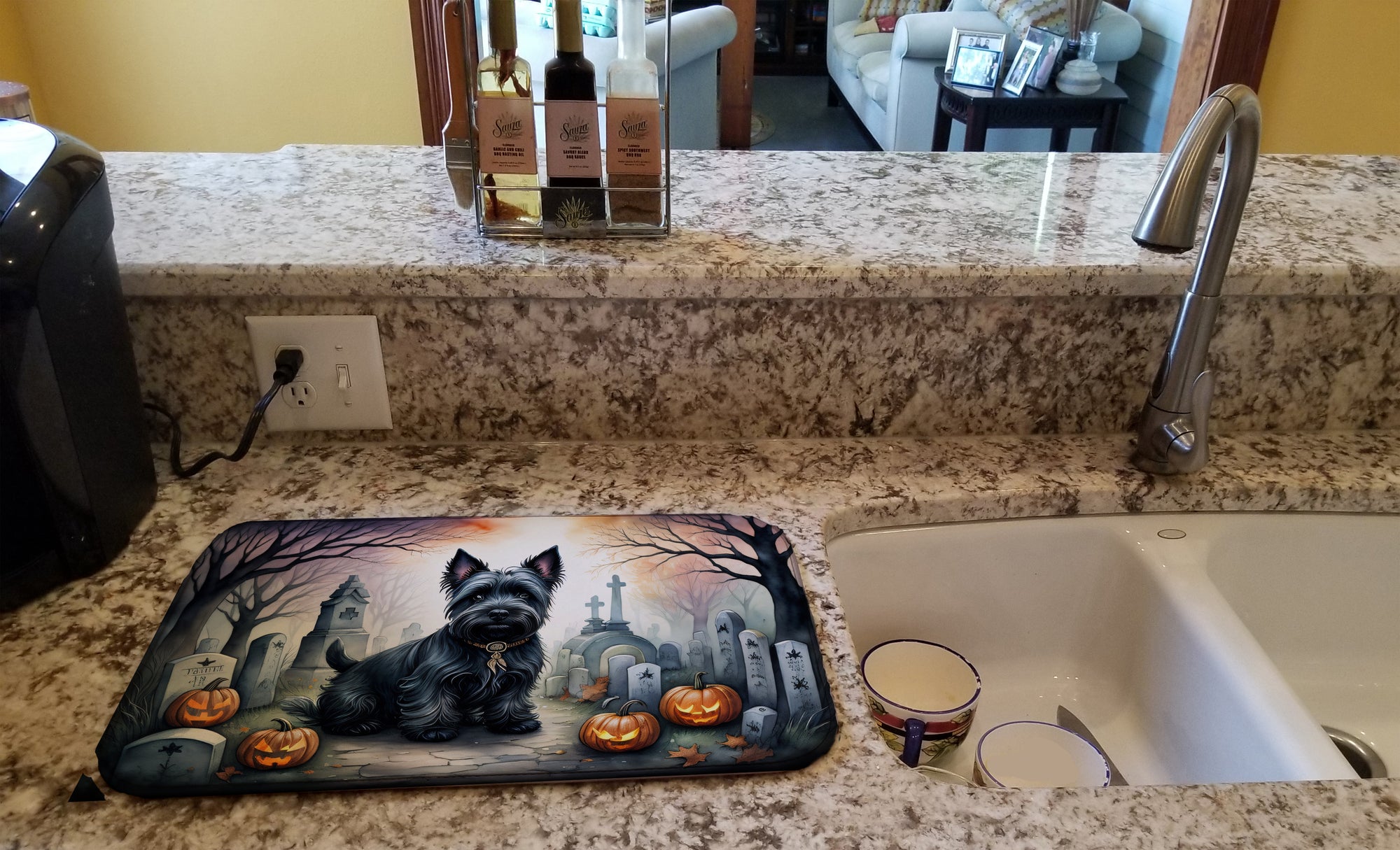 Buy this Scottish Terrier Spooky Halloween Dish Drying Mat