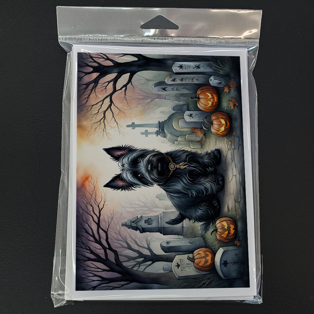 Scottish Terrier Spooky Halloween Greeting Cards and Envelopes Pack of 8