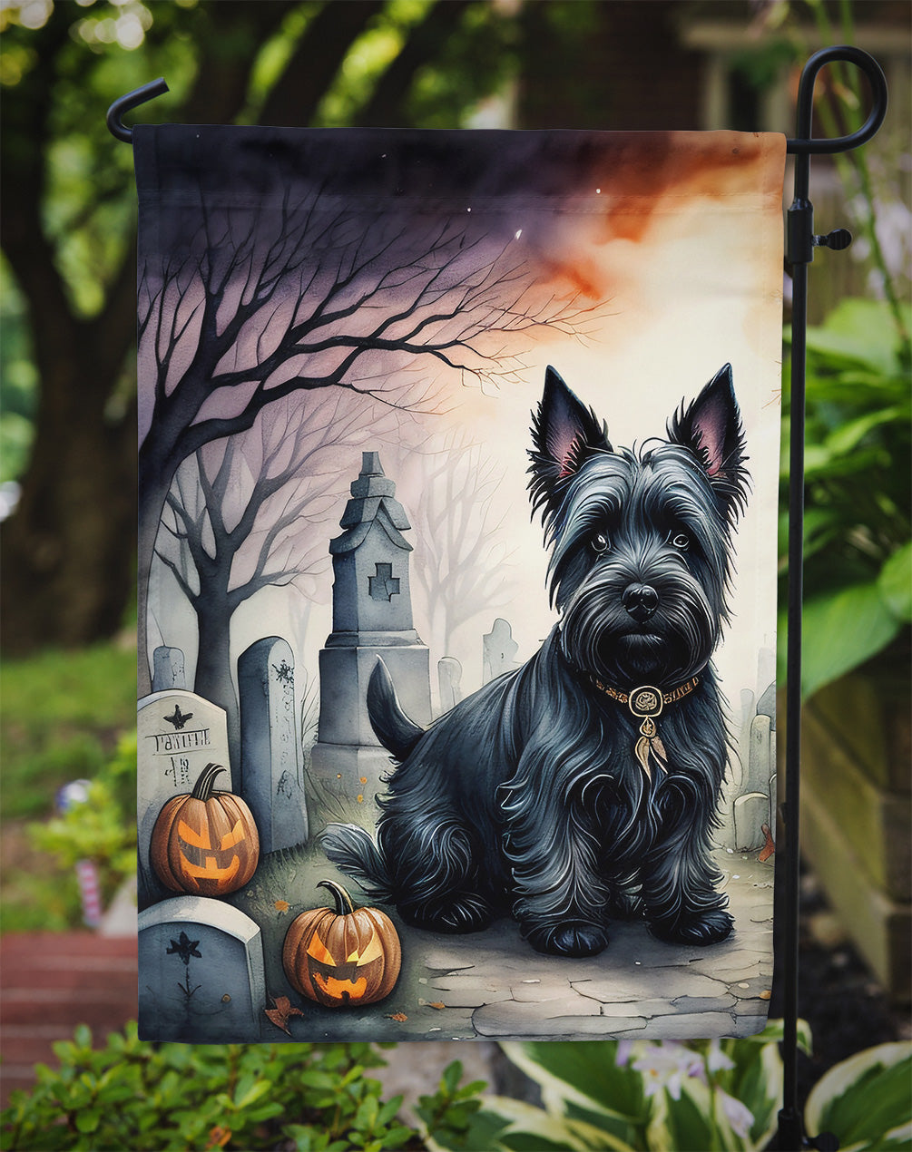 Scottish Terrier Spooky Halloween Garden Flag