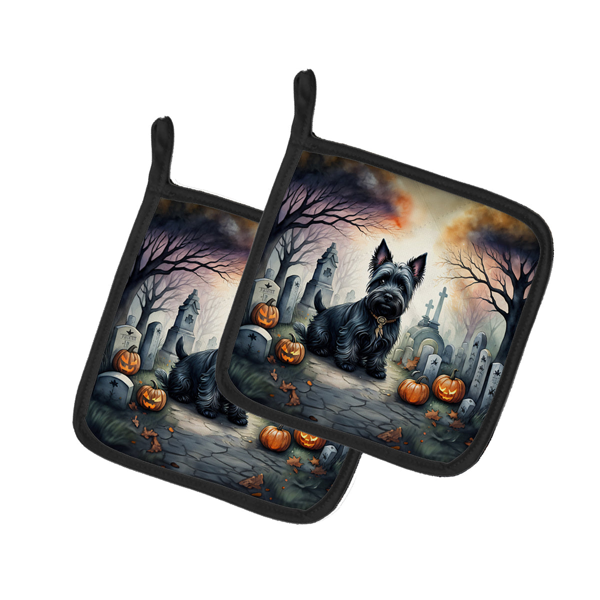 Buy this Scottish Terrier Spooky Halloween Pair of Pot Holders