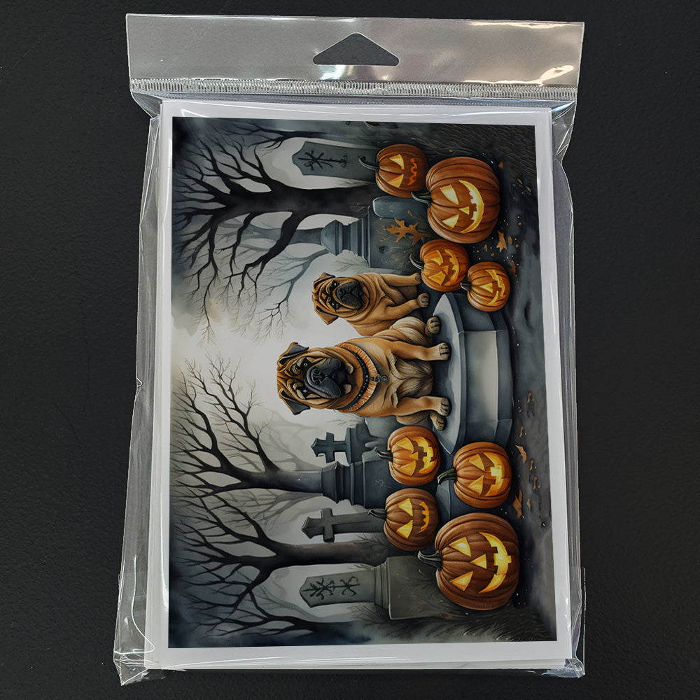 Shar Pei Spooky Halloween Greeting Cards and Envelopes Pack of 8